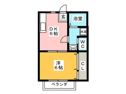 ハイツ青木(1DK/2階)の間取り写真