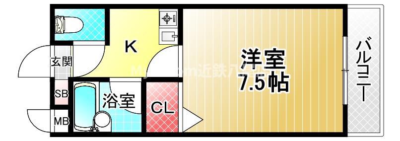 メゾン加美北(1K/3階)の間取り写真