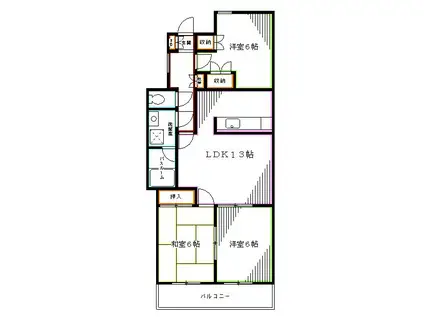 サンライズ中瀬(3LDK/3階)の間取り写真