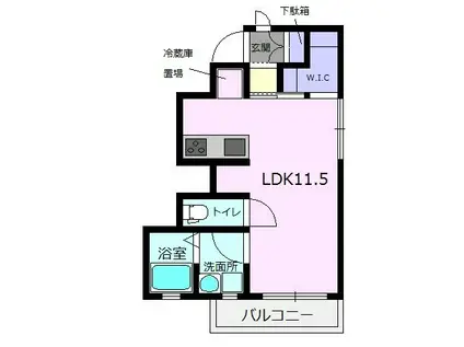 ドルチェ・ヴィータ北方A(1K/1階)の間取り写真