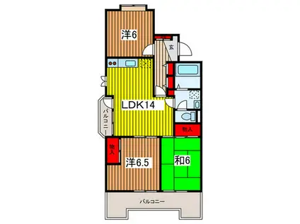 佐伯レジデンス(3LDK/3階)の間取り写真