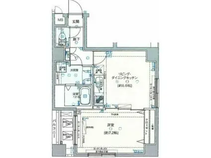 ROMEC勝どき(1LDK/8階)の間取り写真