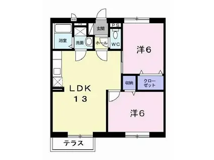 エスポワールドミールA(2LDK/1階)の間取り写真