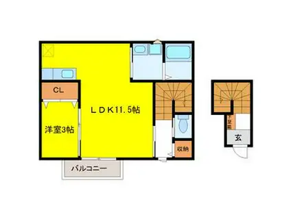 LIETO(1LDK/2階)の間取り写真