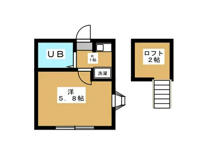 スプリット(1K/1階)の間取り写真