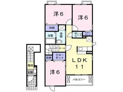 フレミールC(3LDK/2階)の間取り写真