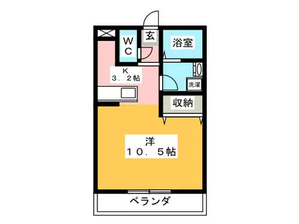 グランストーク篠ヶ瀬(1K/3階)の間取り写真