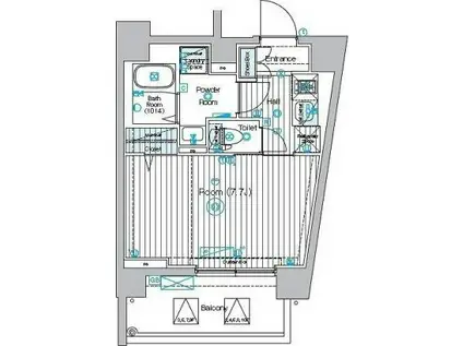 フェルクルールプレスト千住関屋(1K/10階)の間取り写真