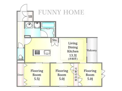 西蒲田4丁目メゾン(3LDK/2階)の間取り写真