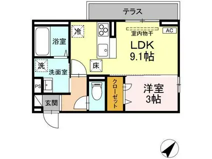 レスア柏崎I(1LDK/1階)の間取り写真