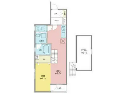 FELICE(1LDK/4階)の間取り写真