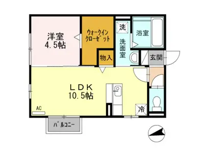 D-ROOM堀川(1LDK/2階)の間取り写真