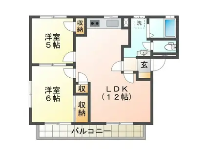 スカイヒル佃(2LDK/1階)の間取り写真