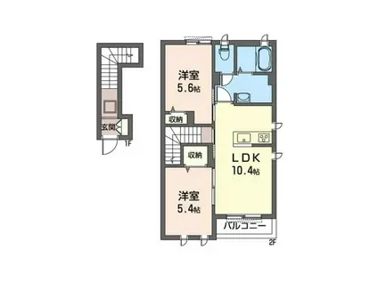 ALNILAM(2LDK/2階)の間取り写真