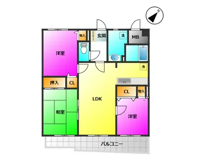 OAK VILLA野多目レジデンス(3LDK/3階)の間取り写真