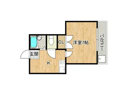 ラパンジール恵美須III(1K/5階)の間取り写真