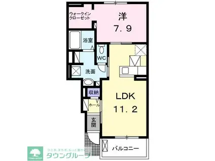 カルム スクエアII(1LDK/1階)の間取り写真