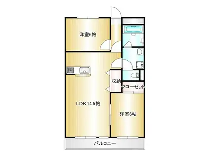 ロイヤルマンション丁田(2LDK/2階)の間取り写真