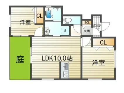 AISANCE松戸小山(2LDK/1階)の間取り写真