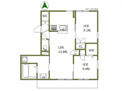 GRACEFUL RESIDENCE(2LDK/1階)の間取り写真