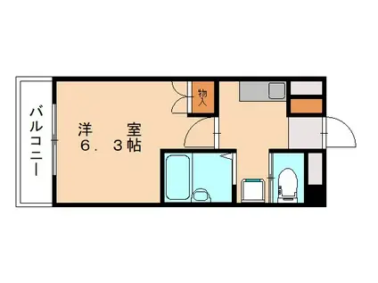 ヨークス本城(1K/2階)の間取り写真