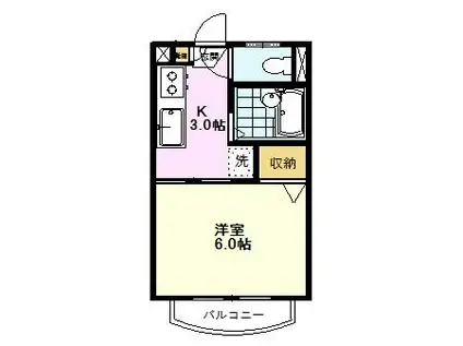 クレスコート国立(1K/1階)の間取り写真