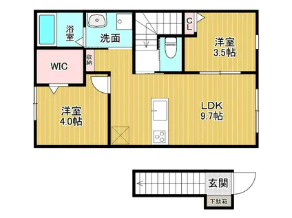 EDGEMOMENT町村(2LDK/2階)の間取り写真