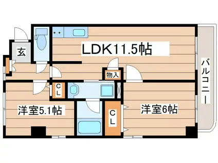 オンディーヌ(2LDK/3階)の間取り写真