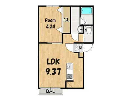 INFINITY II(1LDK/2階)の間取り写真