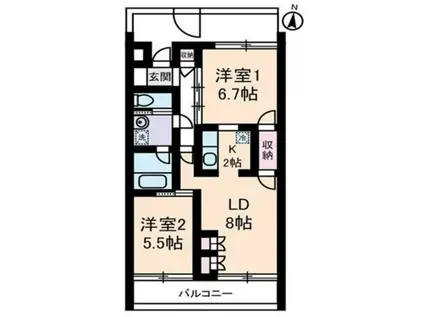 ドルフイースト(2LDK/3階)の間取り写真