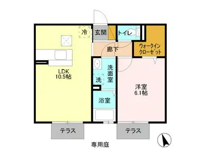 CASTLE(1LDK/1階)の間取り写真