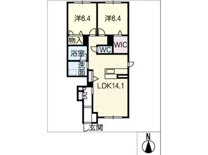 ファミリオ笠寺(2LDK/1階)の間取り写真