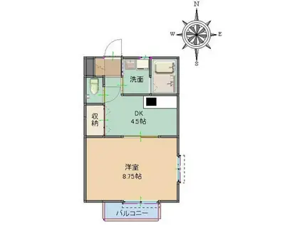 DEAR THE 3RD(1DK/2階)の間取り写真