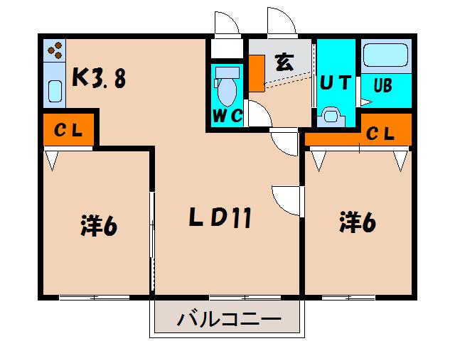 ミキパレス(2LDK/4階)の間取り写真