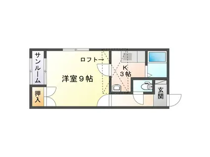 アゼリア2(1K/2階)の間取り写真