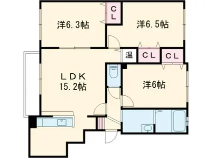 グラスミア恵庭(3LDK/5階)の間取り写真