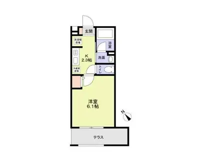 JR南武線 武蔵新城駅 徒歩6分 3階建 築4年(1K/1階)の間取り写真