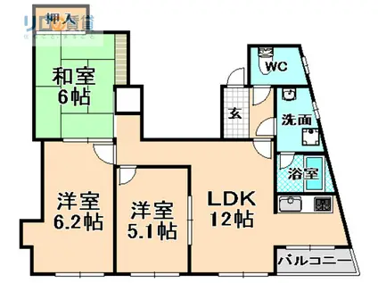 エステートハヤシ(3LDK/5階)の間取り写真