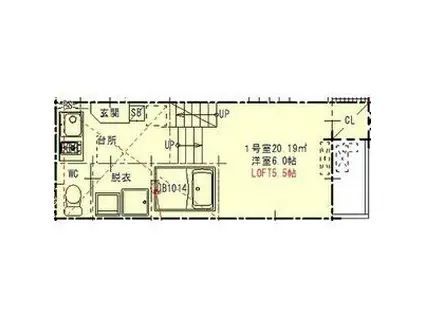 ハーモニーテラス長筬町II(1K/1階)の間取り写真
