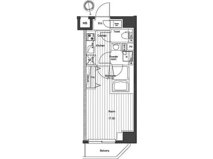 プレミアムキューブG北新宿(1K/8階)の間取り写真