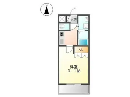 サンライズガーデン北泉(1K/2階)の間取り写真