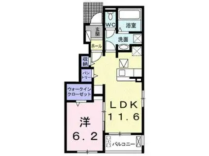 HAKUTO B(1LDK/1階)の間取り写真