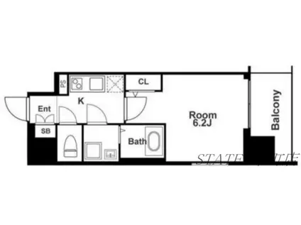 エスリード本町靱公園レジデンス(1K/6階)の間取り写真