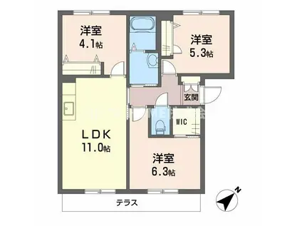 メゾン・ド・エムズ(3LDK/1階)の間取り写真