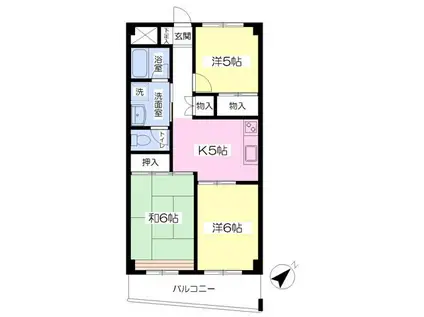 ボナール大里(3K/4階)の間取り写真