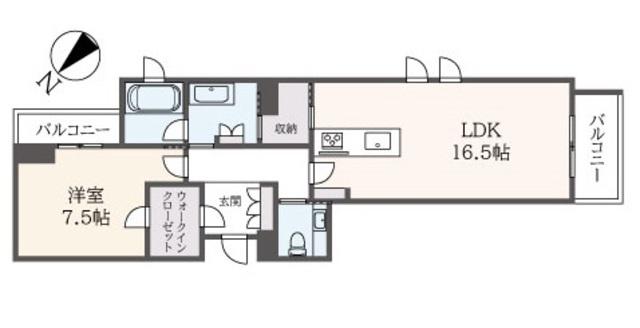 ベルヴィル(1LDK/4階)の間取り写真