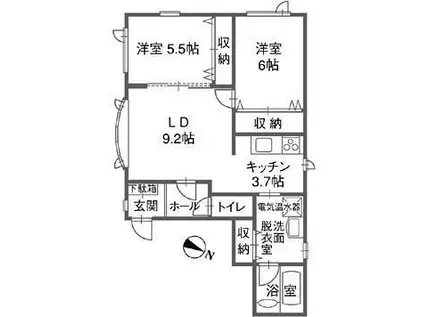 るぐらん星が浦大通(2LDK/2階)の間取り写真