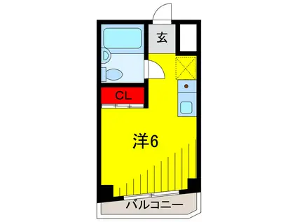 ローヤル佐野(ワンルーム/4階)の間取り写真