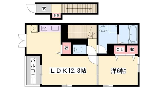 ラ・クレール・メゾン(1LDK/2階)の間取り写真