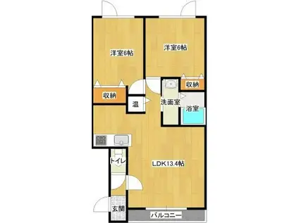 クリークウッドII(2LDK/1階)の間取り写真